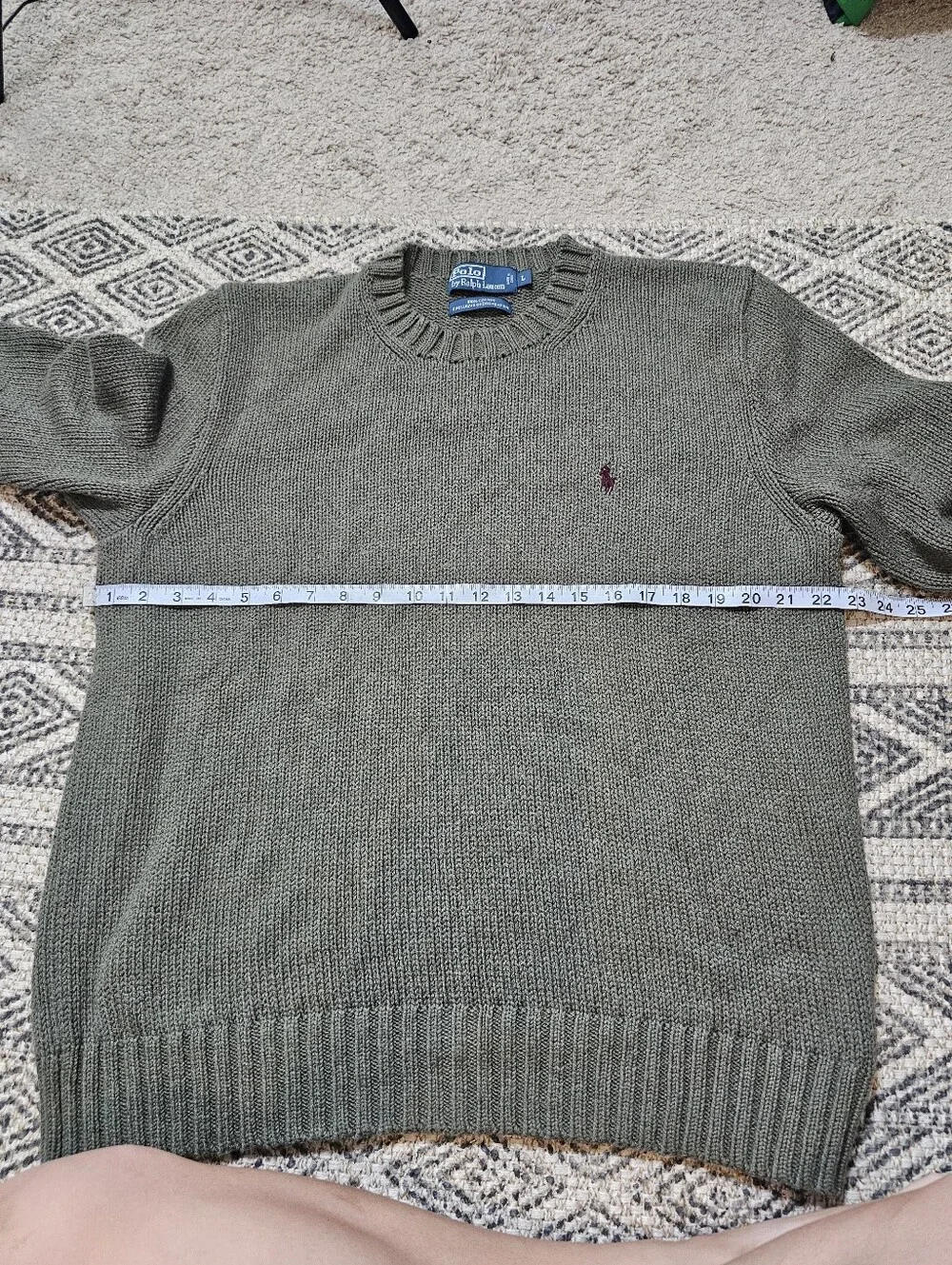 Polo Ralph Lauren Sweater Mens Green 100% Cotton Size L
